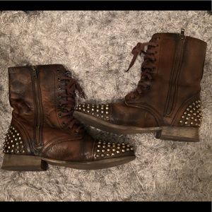 Steve Madden leather studded combat boots